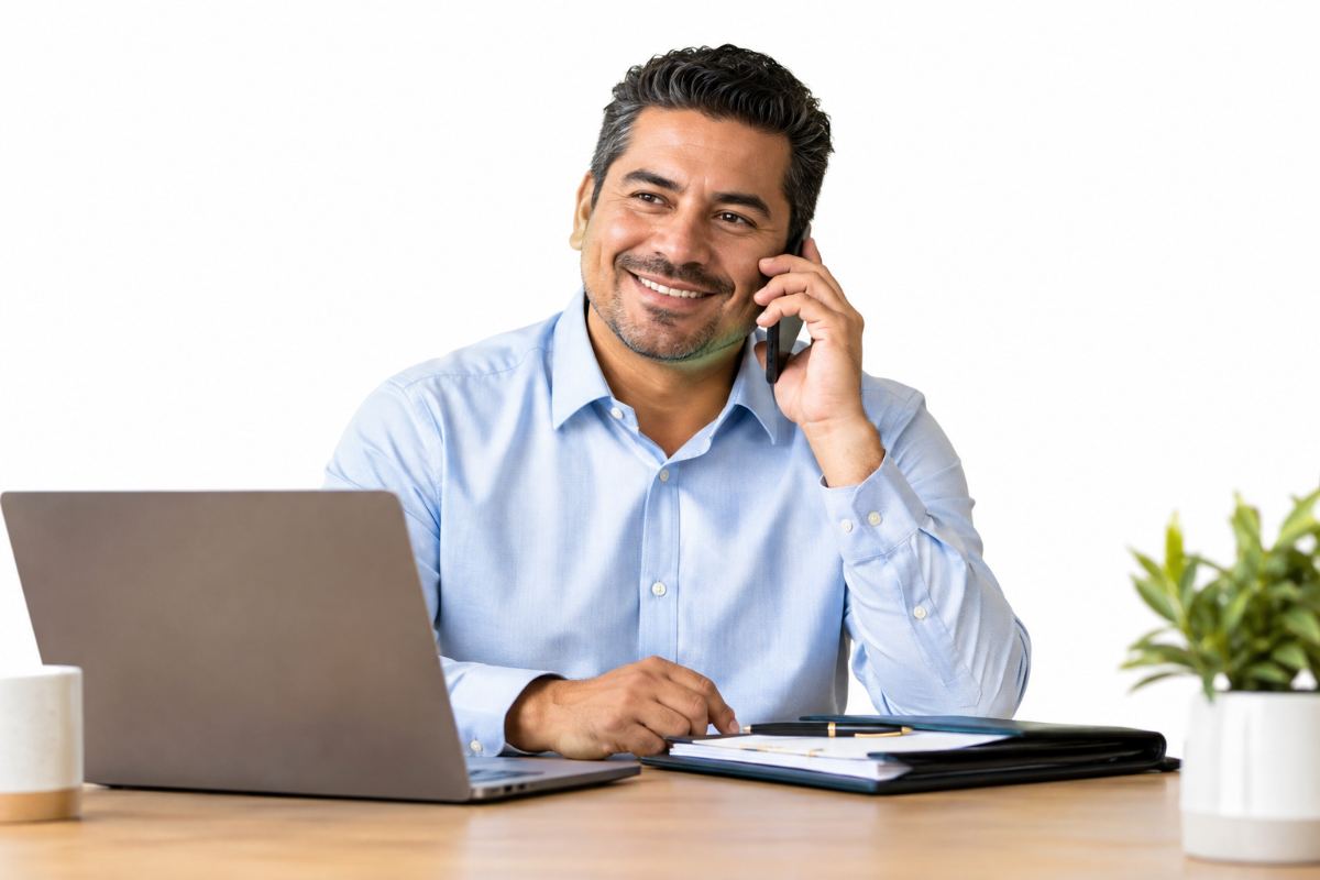 A licensed loan officer on a call
